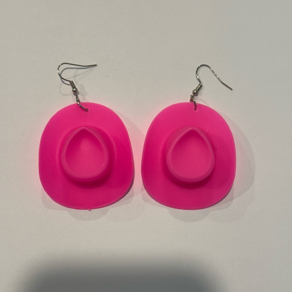 Pink Cowboy Hat Earrings